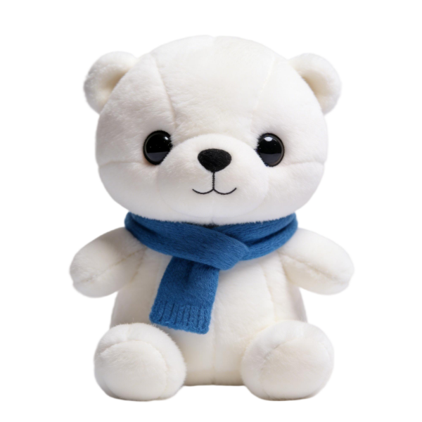 White Polar Bear Plush with Blue Scarf(18 Inches)